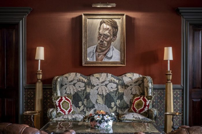 The Fife Arms Entrance Hall with Red Haired Man Portrait 2 1962 by Lucian Freud