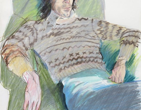 David Hockney Ossie Wearing a Fairisle Sweater 1970 Colored pencil on paper 43.18 x 35.56 cm (17 x 14 Inches) © David Hockney Photo Credit Fabrice Gibert