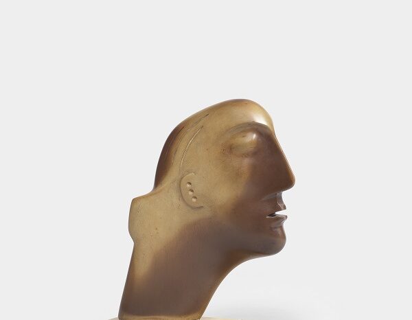 4Henry Moore O.M., C.H. (British, 1898 1986) Head ironstone on a marble base 17.7 cm. (7 in.) high (including the marble base) Carved in 1930 Unique. £2,200,000 2,600,000