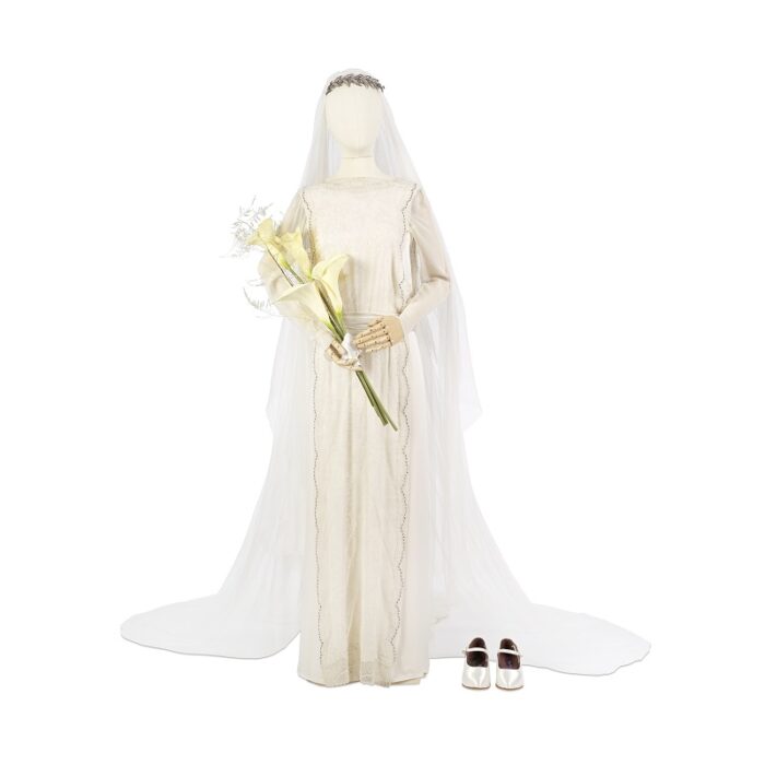 Michelle Dockery (as Lady Mary)_ Wedding 1 Prop Costume, and wedding bouquet Season 3, Episode 1. Estimates_3,000 – 5,000